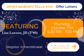 Offer Letter Workshop. October 17. Register in Handshake.